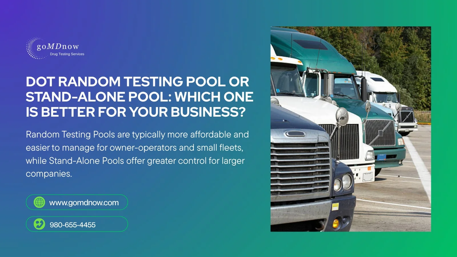 DOT random testing pool versus stand-alone pool for trucking businesses