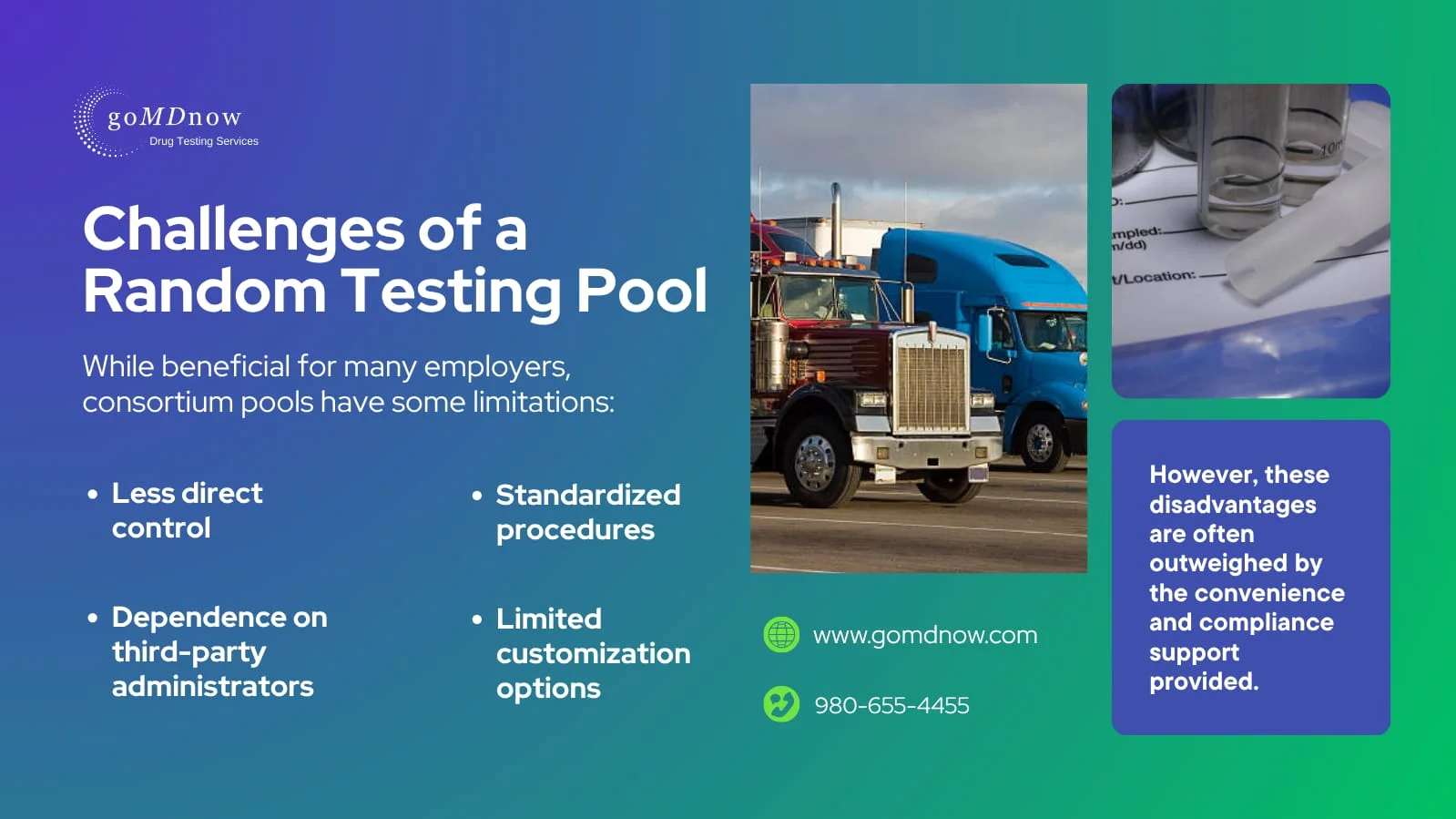Challenges and limitations of a DOT random testing consortium pool